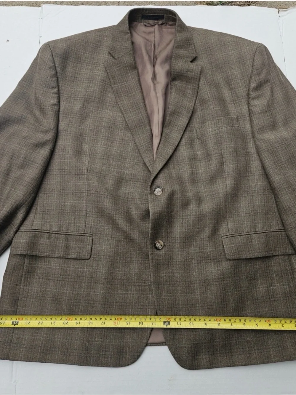 Lauren Ralph Lauren Men’s 46S Silk Wool Plaid Blazer Sport Coat Brown